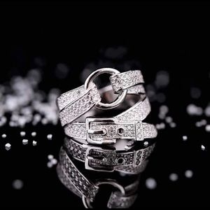 925 Sterling Silver Sparkling Cute Belt Ring